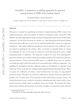 GenMod: A generative modeling approach for spectral representation of
  PDEs with random inputs