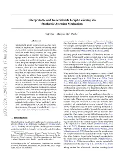 Interpretable and Generalizable Graph Learning via Stochastic Attention
  Mechanism
