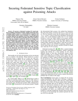 Securing Federated Sensitive Topic Classification against Poisoning
  Attacks