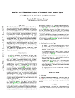 PostGAN: A GAN-Based Post-Processor to Enhance the Quality of Coded
  Speech
