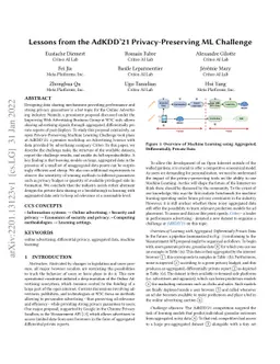 Lessons from the AdKDD'21 Privacy-Preserving ML Challenge