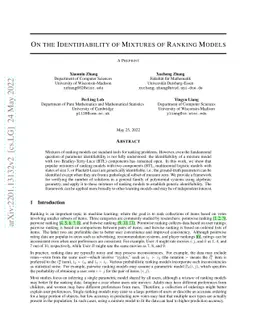 On the identifiability of mixtures of ranking models