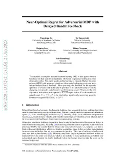 Near-Optimal Regret for Adversarial MDP with Delayed Bandit Feedback