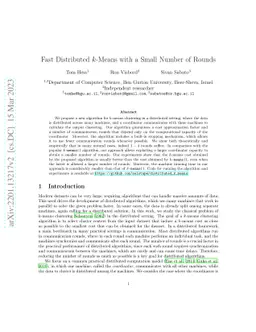 Fast Distributed k-Means with a Small Number of Rounds