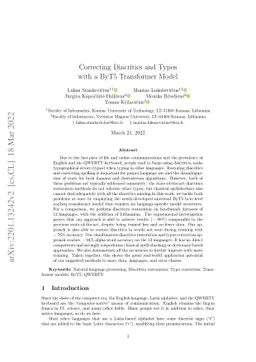 Correcting diacritics and typos with a ByT5 transformer model