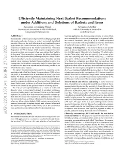Efficiently Maintaining Next Basket Recommendations under Additions and
  Deletions of Baskets and Items