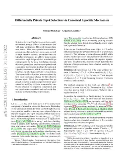 Differentially Private Top-k Selection via Canonical Lipschitz Mechanism