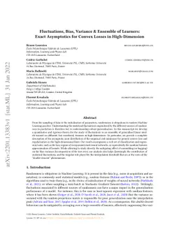 Fluctuations, Bias, Variance & Ensemble of Learners: Exact Asymptotics
  for Convex Losses in High-Dimension