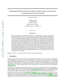 Extreme precipitation forecasting using attention augmented convolutions