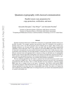 Quantum cryptography with classical communication: parallel remote state
  preparation for copy-protection, verification, and more