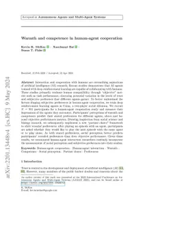 Warmth and competence in human-agent cooperation