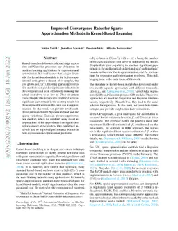 Improved Convergence Rates for Sparse Approximation Methods in
  Kernel-Based Learning