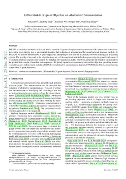 Differentiable N-gram Objective on Abstractive Summarization