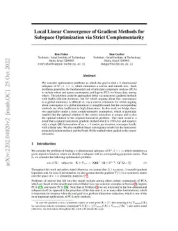 Local Linear Convergence of Gradient Methods for Subspace Optimization
  via Strict Complementarity