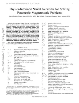 Physics-informed neural networks for solving parametric magnetostatic
  problems