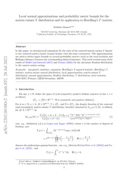 Local normal approximations and probability metric bounds for the
  matrix-variate $T$ distribution and its application to Hotelling's $T$
  statistic