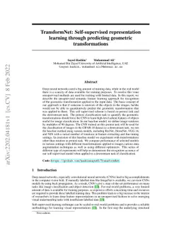 TransformNet: Self-supervised representation learning through predicting
  geometric transformations