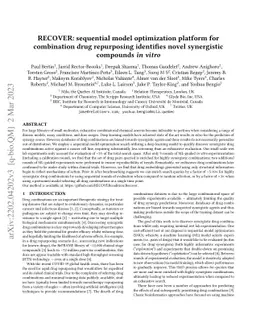 RECOVER: sequential model optimization platform for combination drug
  repurposing identifies novel synergistic compounds in vitro