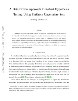 A Data-Driven Approach to Robust Hypothesis Testing Using Sinkhorn
  Uncertainty Sets
