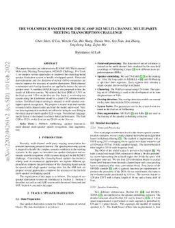 The Volcspeech system for the ICASSP 2022 multi-channel multi-party
  meeting transcription challenge