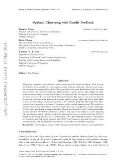 Optimal Clustering with Bandit Feedback