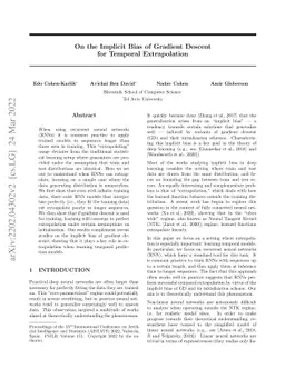On the Implicit Bias of Gradient Descent for Temporal Extrapolation