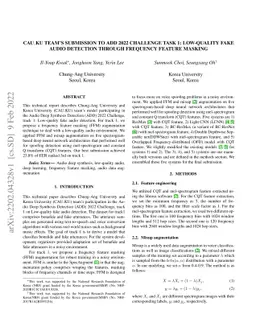 CAU_KU team's submission to ADD 2022 Challenge task 1: Low-quality fake
  audio detection through frequency feature masking
