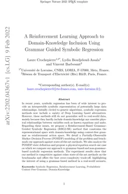 A Reinforcement Learning Approach to Domain-Knowledge Inclusion Using
  Grammar Guided Symbolic Regression