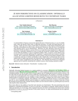 A new perspective on classification: optimally allocating limited
  resources to uncertain tasks