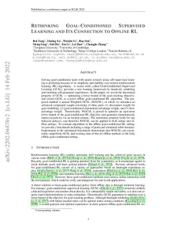 Rethinking Goal-conditioned Supervised Learning and Its Connection to
  Offline RL