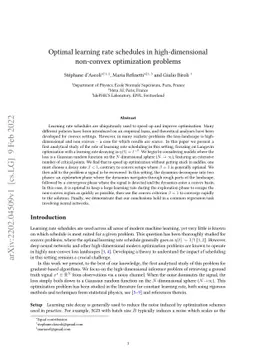 Optimal learning rate schedules in high-dimensional non-convex
  optimization problems