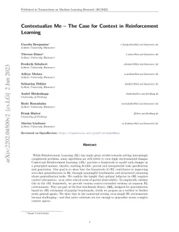Contextualize Me -- The Case for Context in Reinforcement Learning