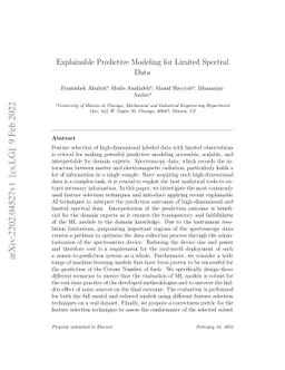 Explainable Predictive Modeling for Limited Spectral Data