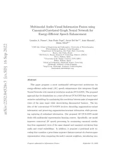 Multimodal Audio-Visual Information Fusion using Canonical-Correlated
  Graph Neural Network for Energy-Efficient Speech Enhancement