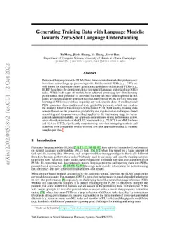 Generating Training Data with Language Models: Towards Zero-Shot
  Language Understanding