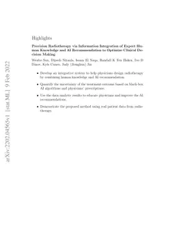 Precision Radiotherapy via Information Integration of Expert Human
  Knowledge and AI Recommendation to Optimize Clinical Decision Making