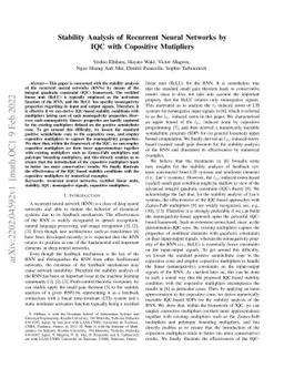 Stability Analysis of Recurrent Neural Networks by IQC with Copositive
  Mutipliers