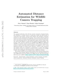 Automated Distance Estimation for Wildlife Camera Trapping