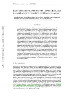 Reinforcement Learning with Sparse Rewards using Guidance from Offline
  Demonstration