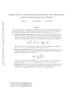 Sharper Rates for Separable Minimax and Finite Sum Optimization via
  Primal-Dual Extragradient Methods