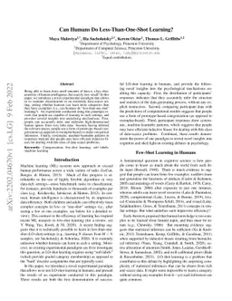 Can Humans Do Less-Than-One-Shot Learning?