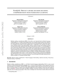 FedQAS: Privacy-aware machine reading comprehension with federated
  learning