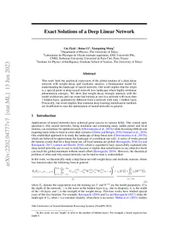 Exact Solutions of a Deep Linear Network