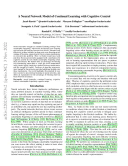 A Neural Network Model of Continual Learning with Cognitive Control