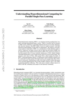 Understanding Hyperdimensional Computing for Parallel Single-Pass
  Learning