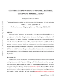 Geometric Digital Twinning of Industrial Facilities: Retrieval of
  Industrial Shapes