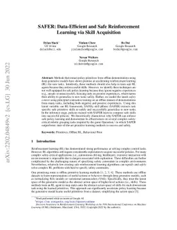 SAFER: Data-Efficient and Safe Reinforcement Learning via Skill
  Acquisition