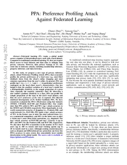 PPA: Preference Profiling Attack Against Federated Learning