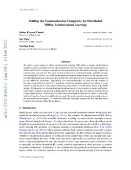 Settling the Communication Complexity for Distributed Offline
  Reinforcement Learning