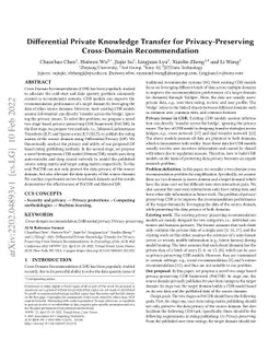 Differential Private Knowledge Transfer for Privacy-Preserving
  Cross-Domain Recommendation